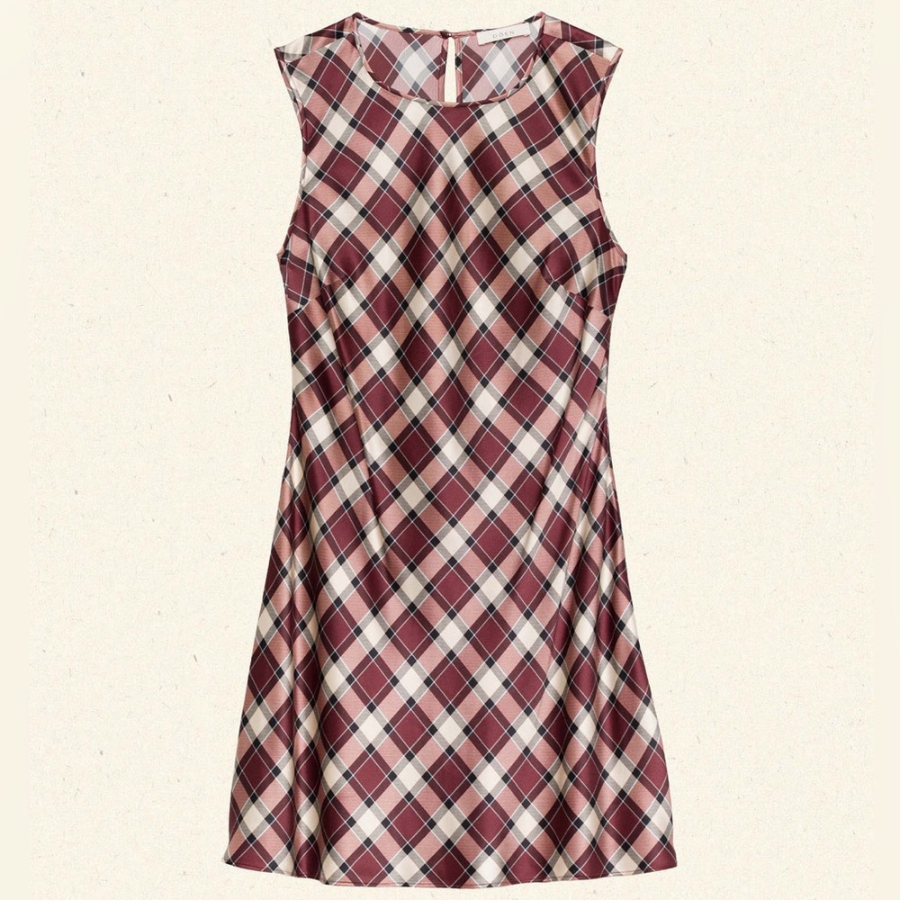 DÔEN NWOT Alamere Plaid Silk Minidress in Norfolk Plaid